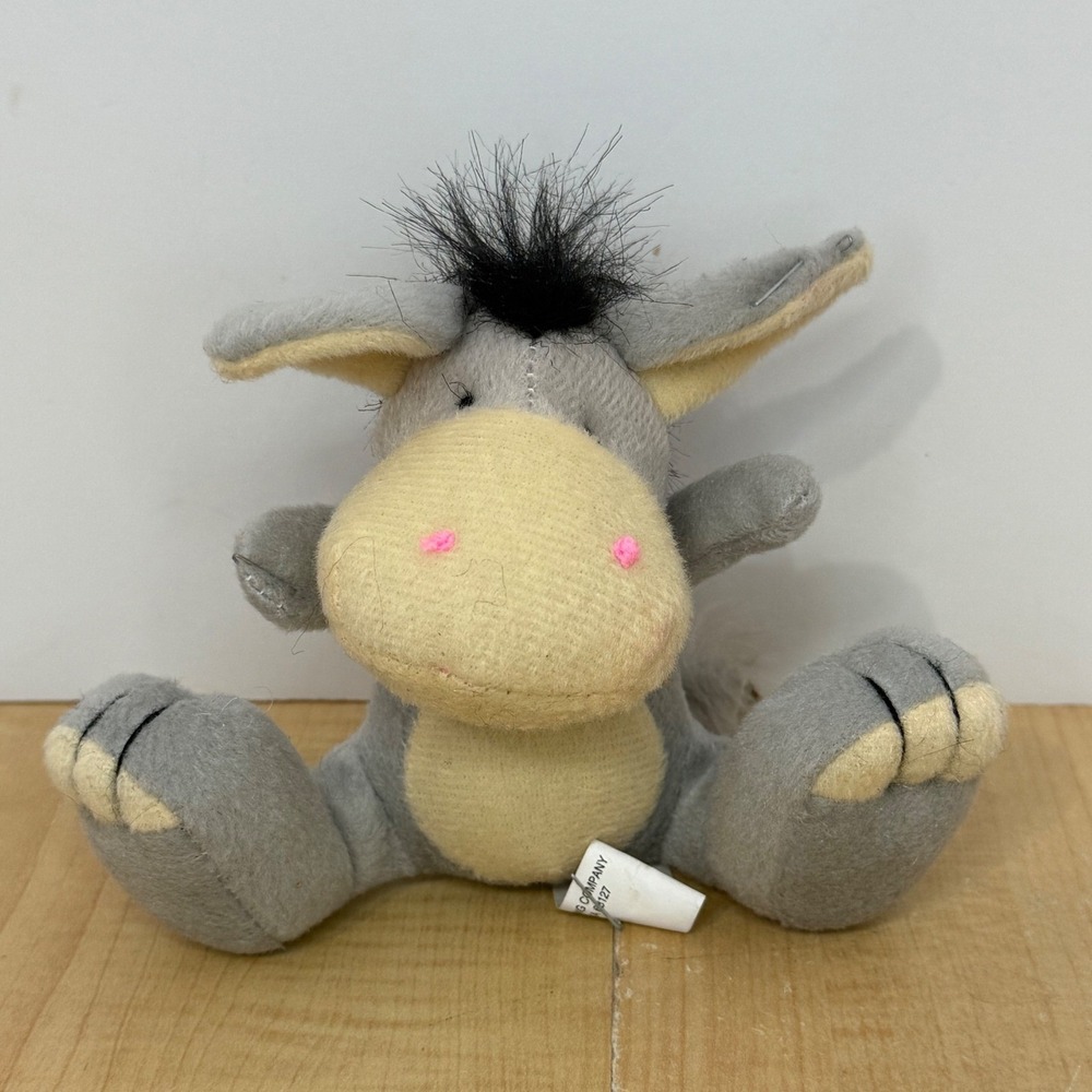 Oriental Trading Company Donkey Plush Grey Cream Stuffed Animal 5 Inch Vintage